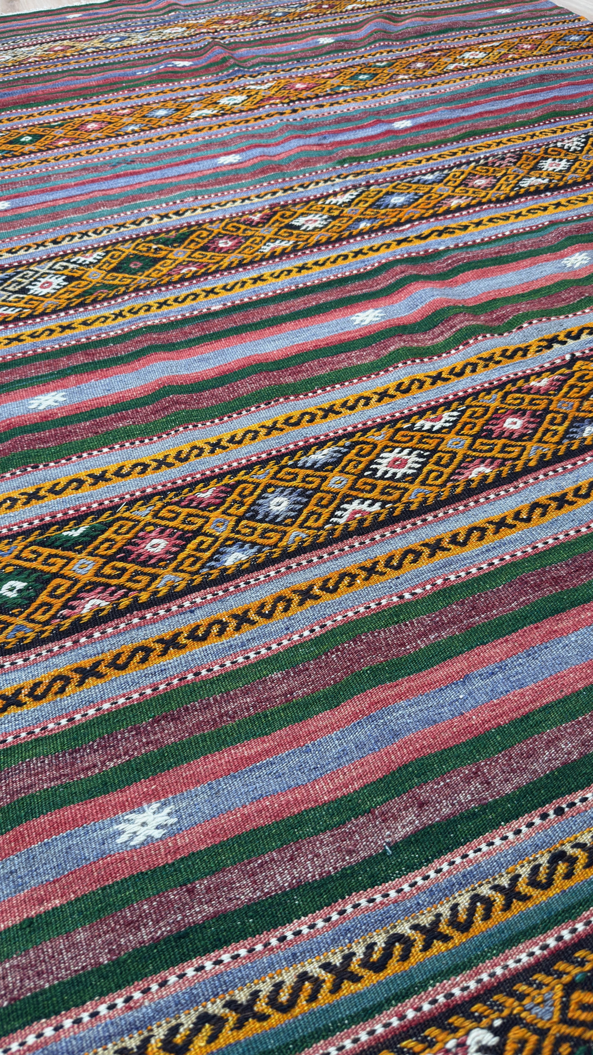 Denizli Güzeli Kelim - Handwoven - 332 x 205 cm. Vintage.