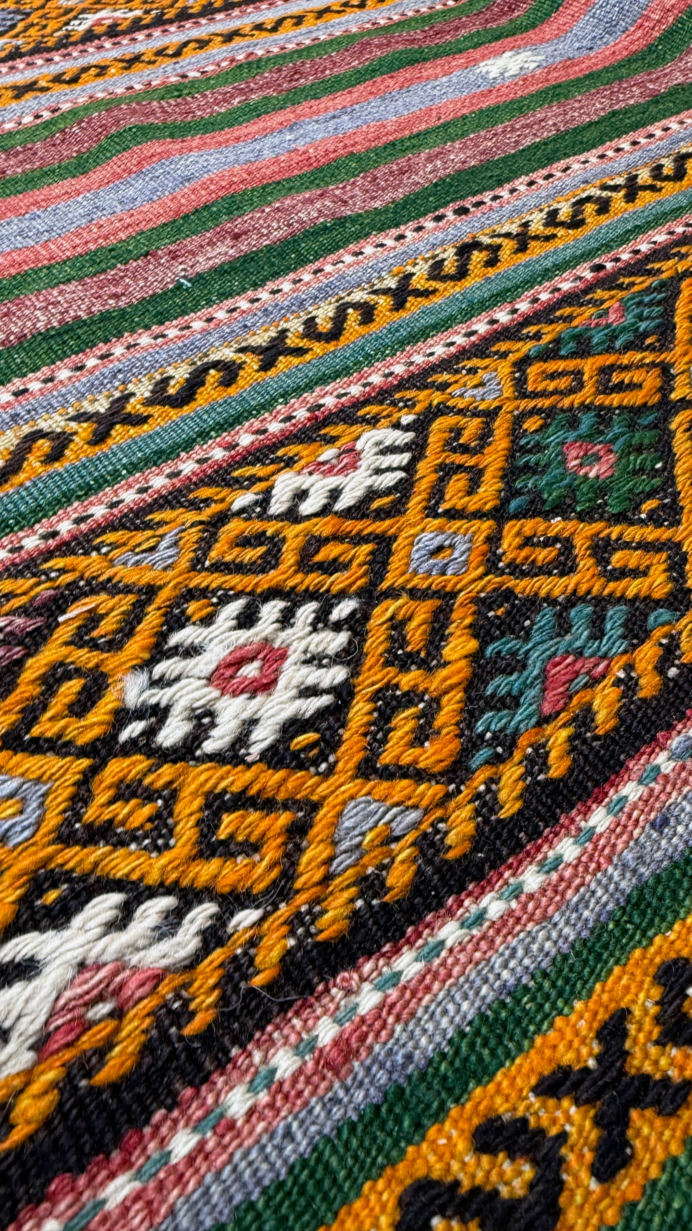 Denizli Güzeli Kelim - Handwoven - 332 x 205 cm. Vintage.