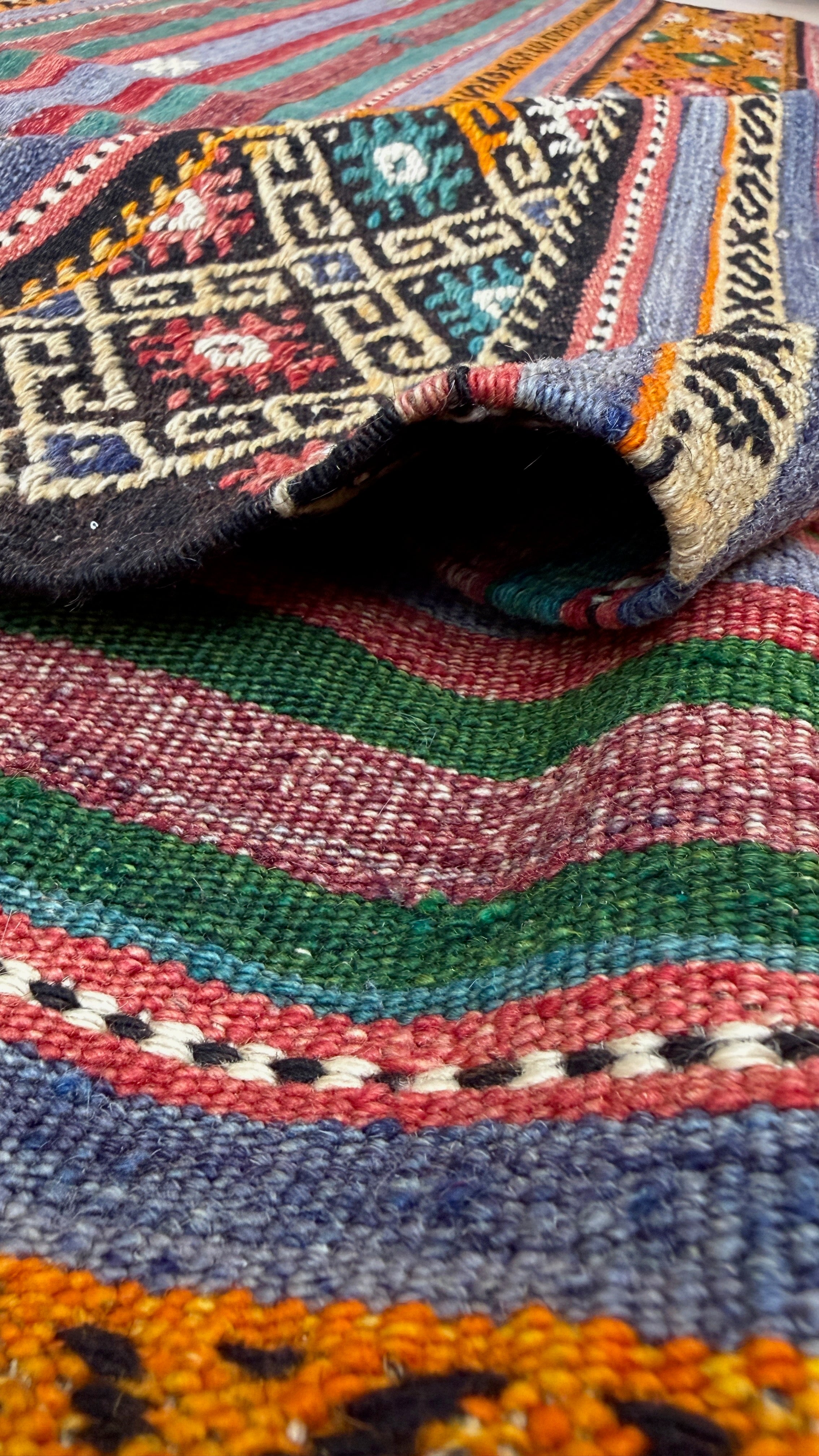 Denizli Güzeli Kelim - Handwoven - 332 x 205 cm. Vintage.