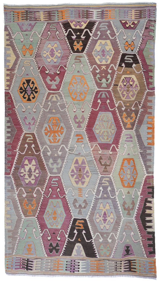 Vintage Kelim - Barak- aus der Region Antalya. 294 x 167 cm. 100% Wolle.