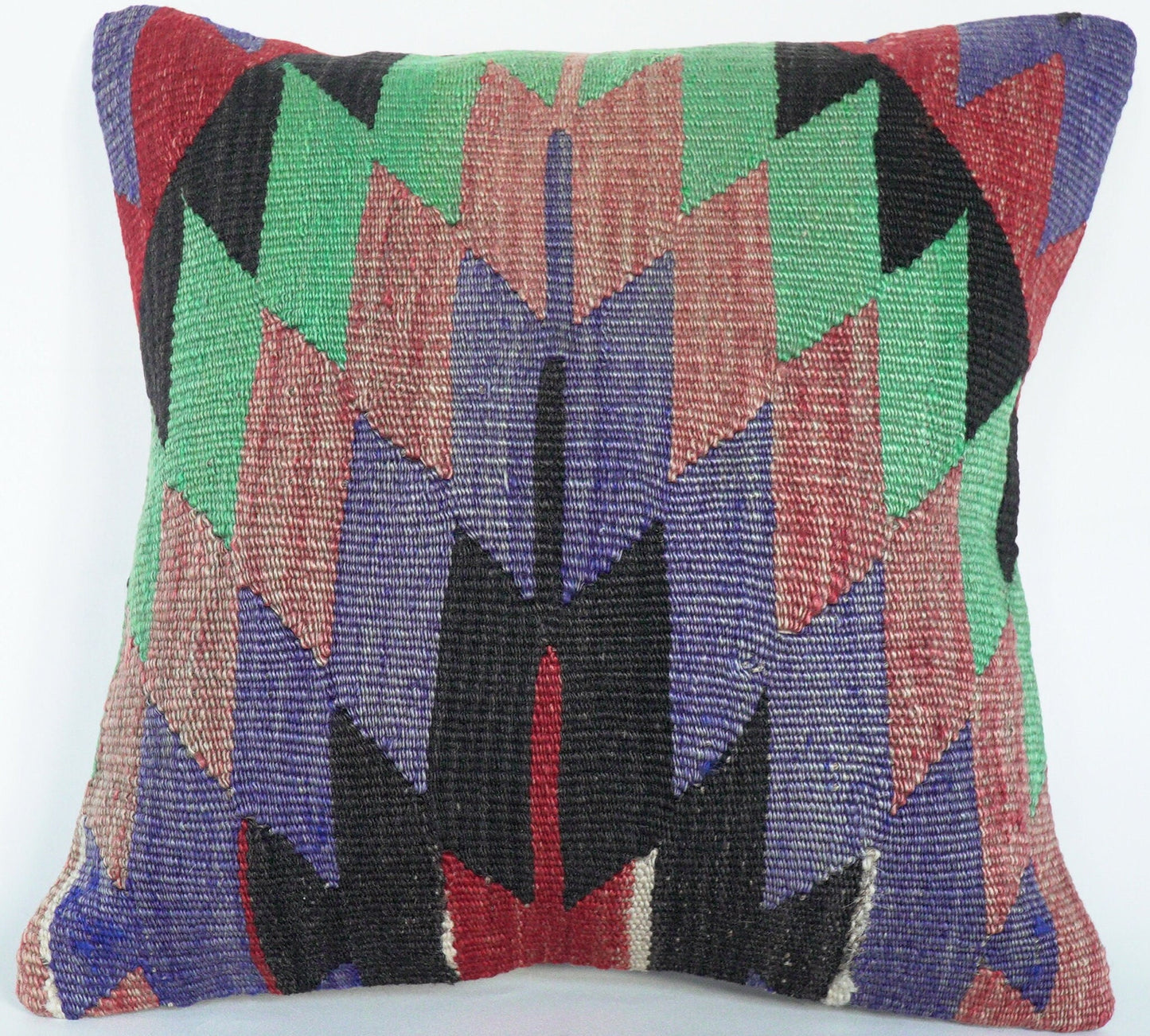 Unique kilim pillow from Turkey. 40 x 40 cm. Wool boho cushion.