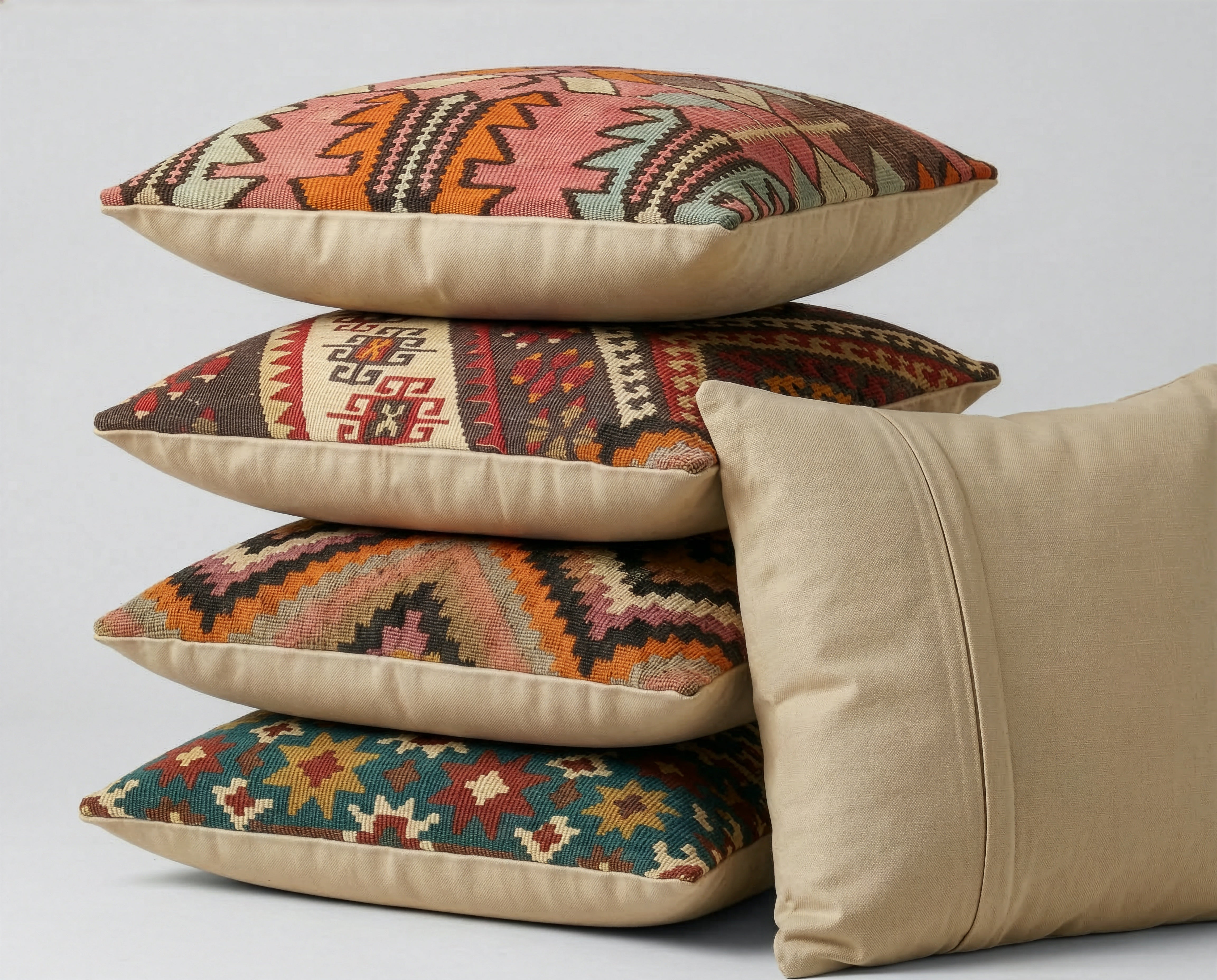 Kelim Kissenbezug 40x40 cm. Echtes türkisches Vintage Kelim Kissen - Vintage Soul No. 100