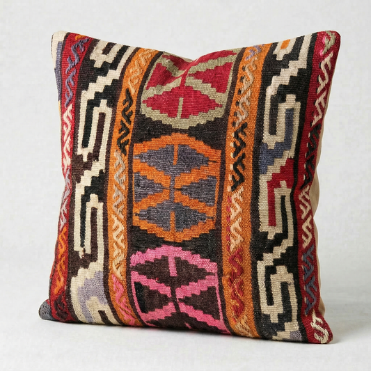Kelim Kissenbezug 40x40 cm | Kelim-Kissen aus echtem türkischen Vintage Kelim