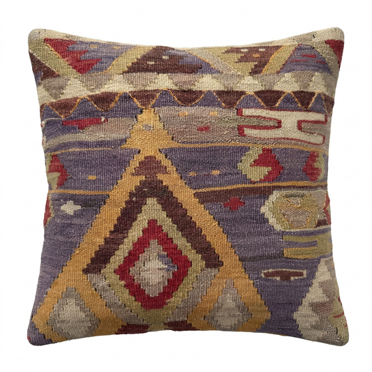 Kelim Kissenbezug 40x40 cm | Echtes türkisches Vintage Kelim Kissen