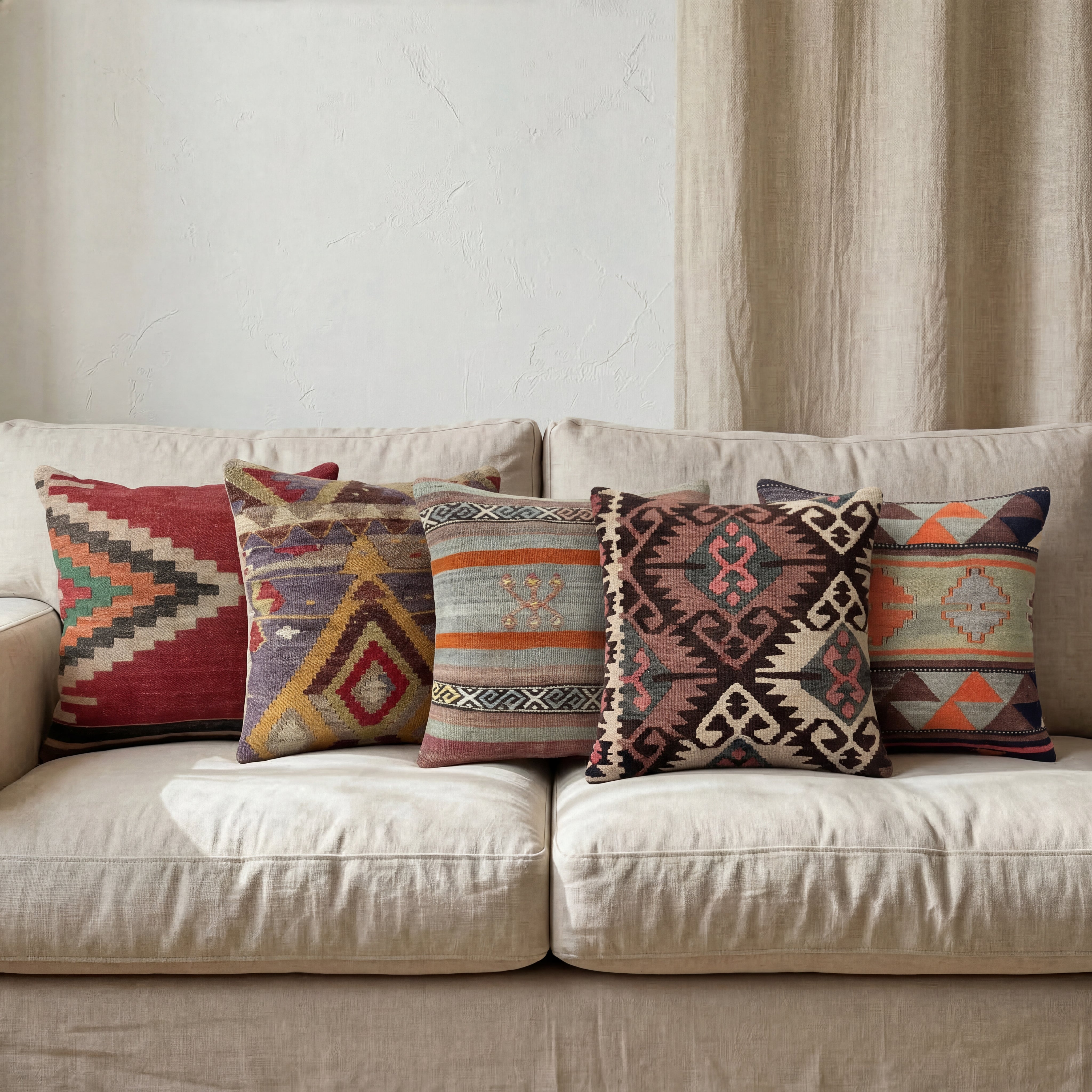 Kelim Kissenbezug 40x40 cm. Echtes türkisches Vintage Kelim Kissen - Vintage Soul No. 100