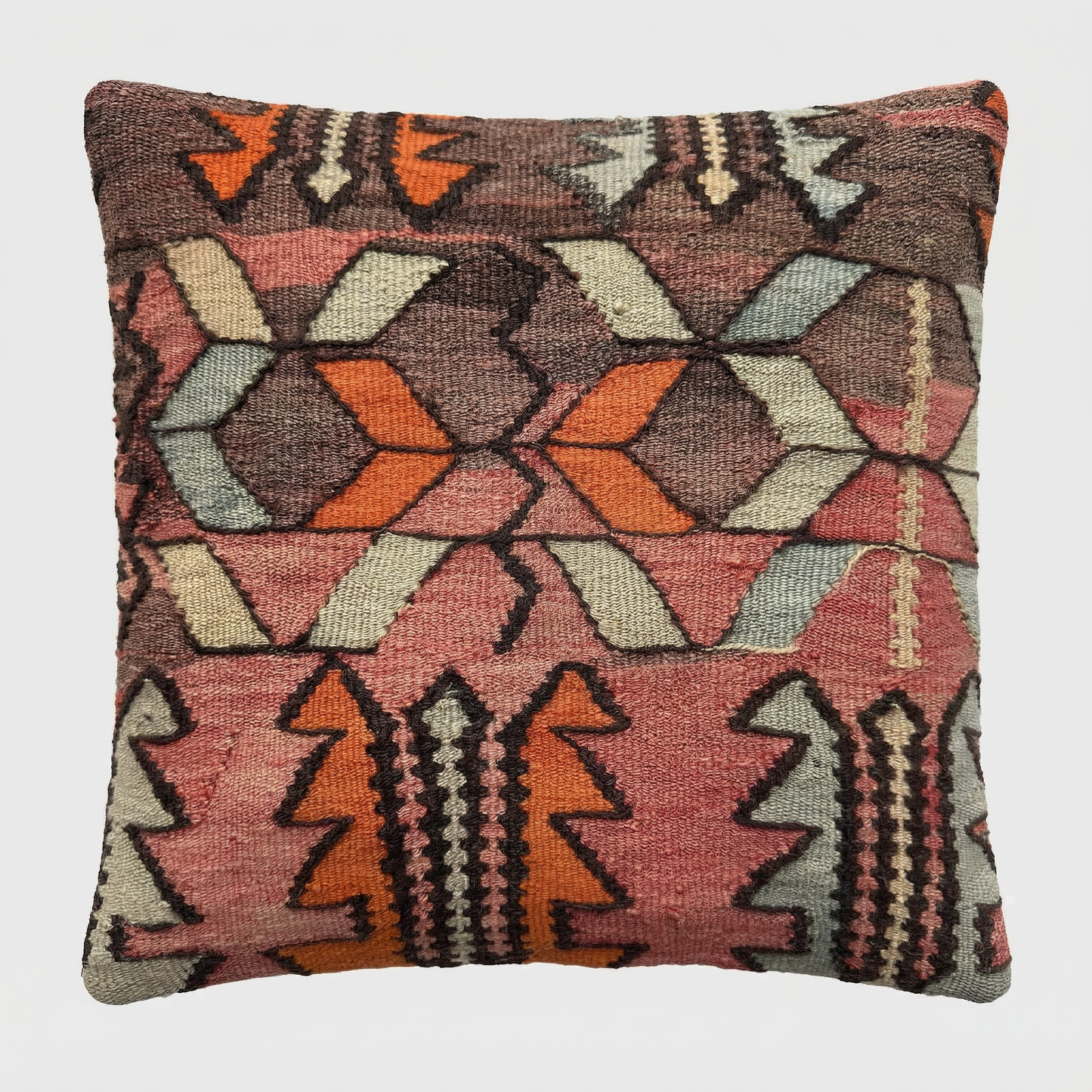 Kelim Kissenbezug 40x40 cm | Echtes türkisches Vintage Kelim Kissen