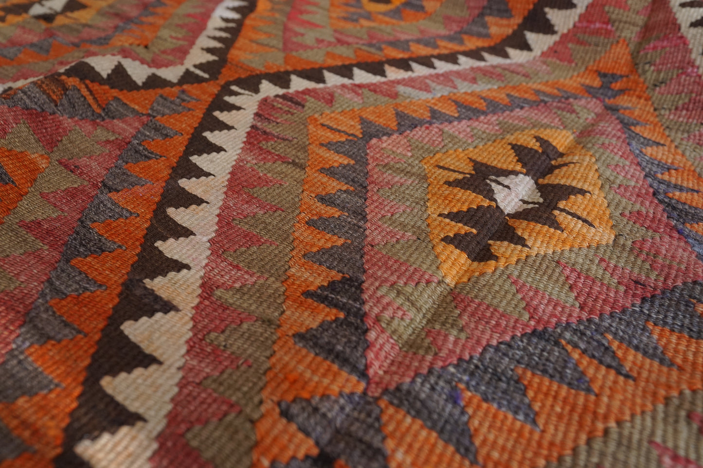 Kelim aus der Region Mut, 315 x 174 cm. 100% Wolle. Vintage Kilim