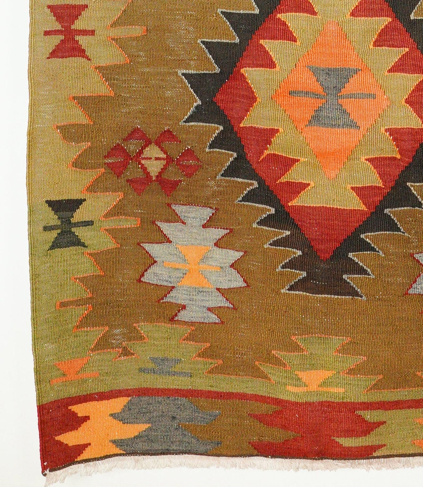 Kilim runner 267x95 cm. Wool on cotton. Handwoven in Central Anatolia.