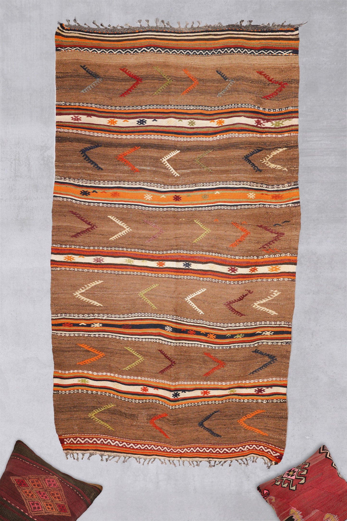 Fethiye Nomadenkelim, 230 x 136 cm. Handgewebter Vintage Kilim.