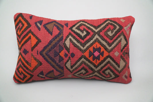 Unique vintage kilim pillow from Anatolia. 50 x 30 cm. Wool boho cushion.