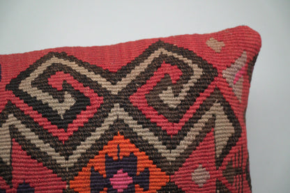 Unique vintage kilim pillow from Anatolia. 50 x 30 cm. Wool boho cushion.