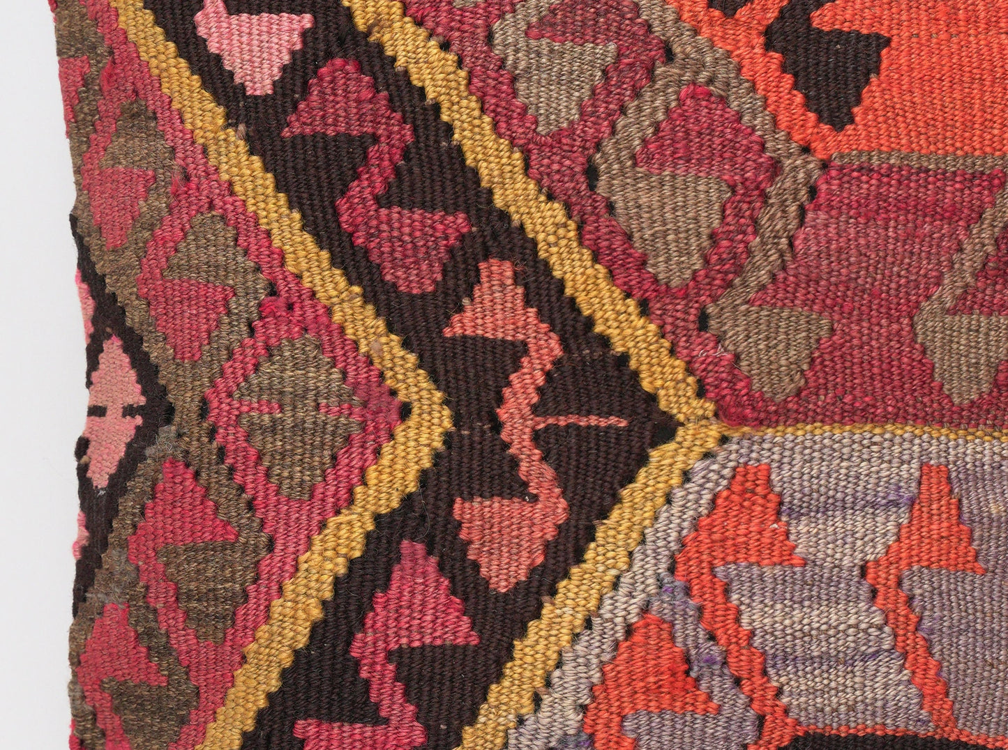 Unique vintage kilim pillow from Anatolia. 40 x 40 cm. Wool boho cushion.
